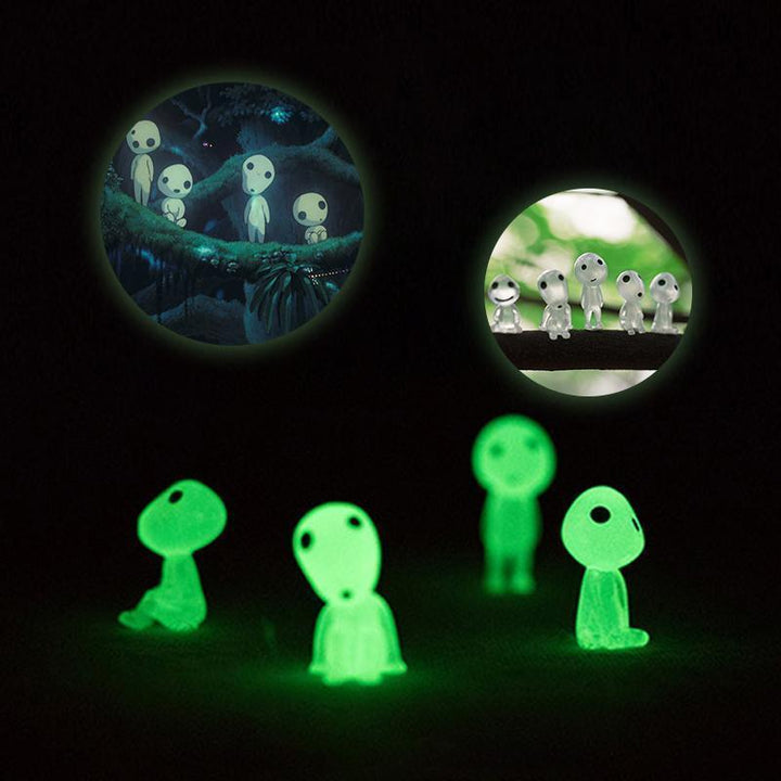 Close-up of a glowing resin elf figurine from the micro landscape set, ideal for garden decor