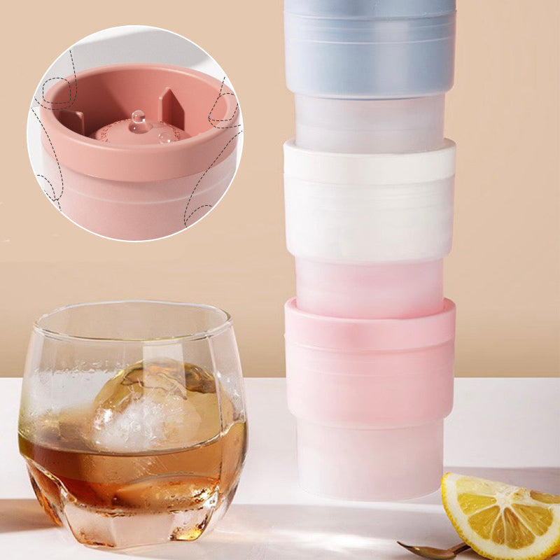 Stack of colorful circular ice ball molds, adding a fun element to your kitchen and summer essentials.