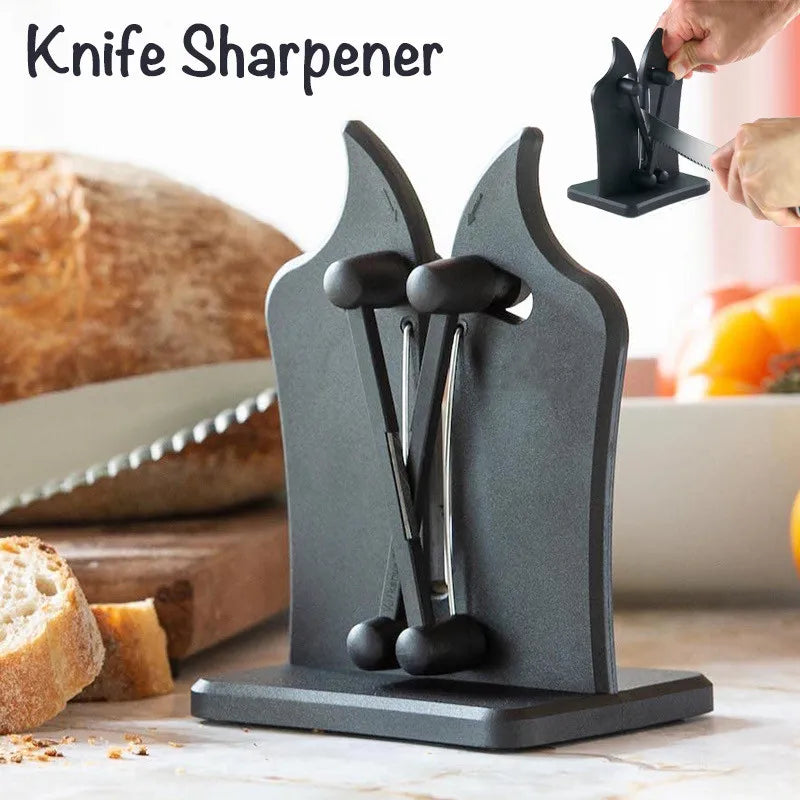 Professional SharpMaster Pro knife sharpener, a metal black kitchen gadget for razor-sharp blades.