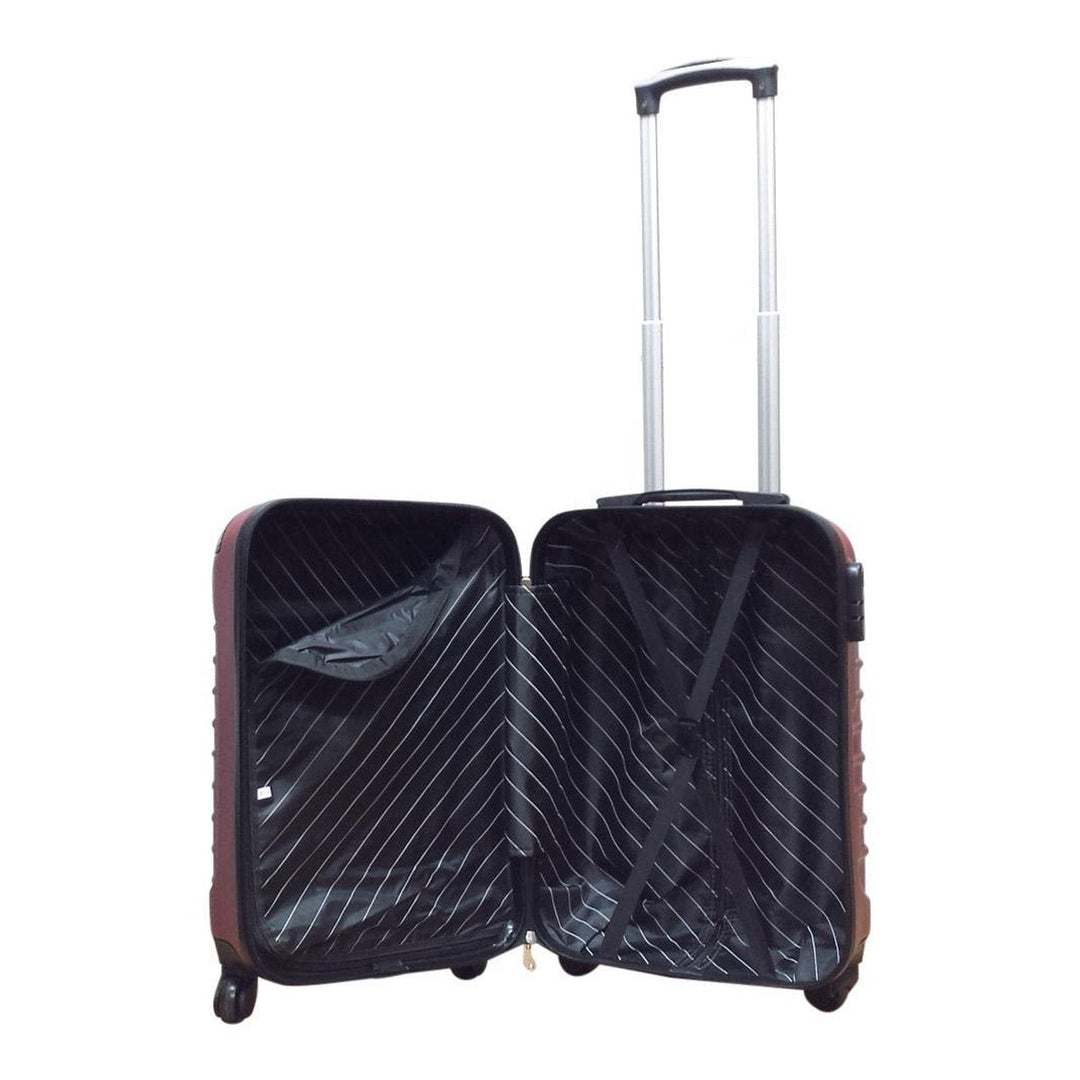 Vibrant red hardshell travel luggage set by Siena Rosso. Two spinner suitcases ready for adventure.