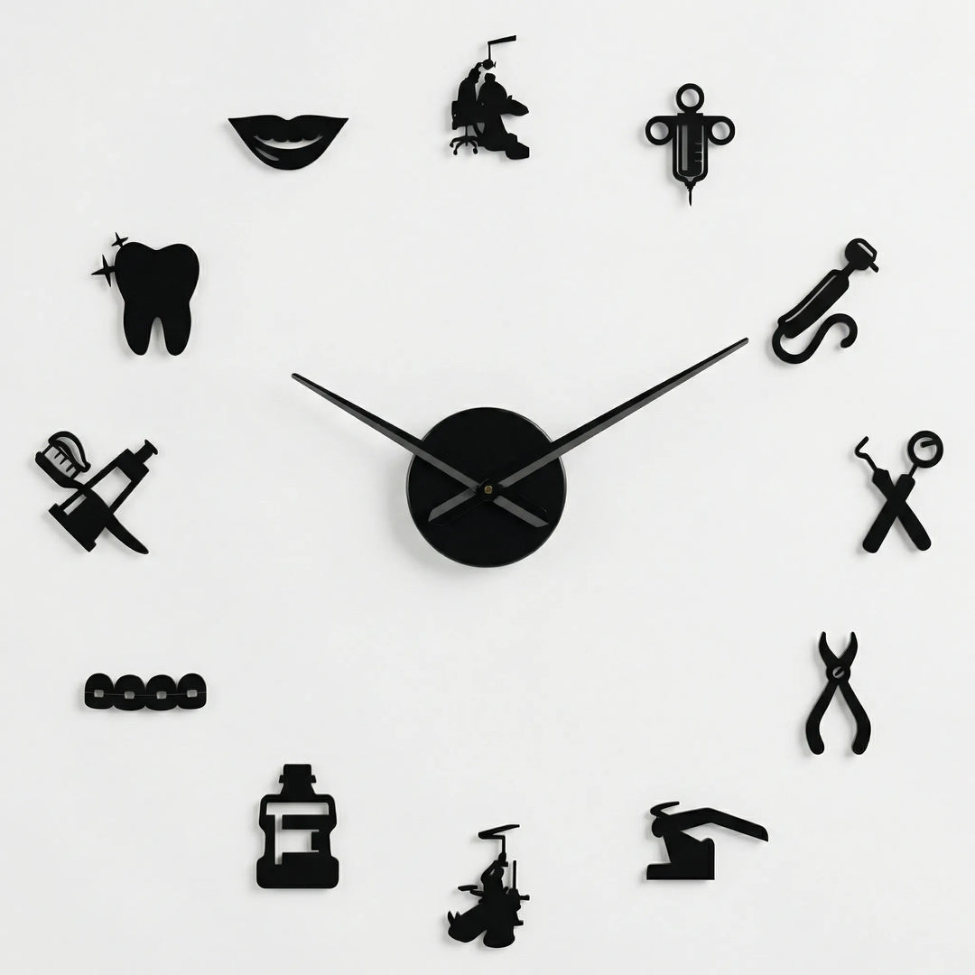 Sleek silent large wall clock, a modern decor accent for any dental office or professional space.