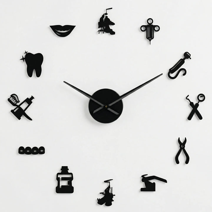 Sleek silent large wall clock, a modern decor accent for any dental office or professional space.