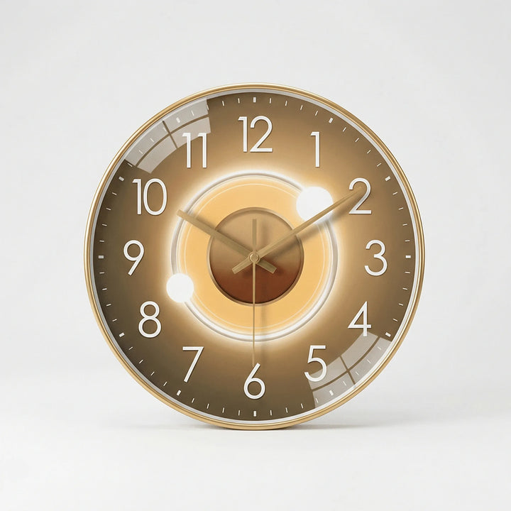 Sleek silent wall clock, contemporary design, ideal for a quiet modern bedroom.