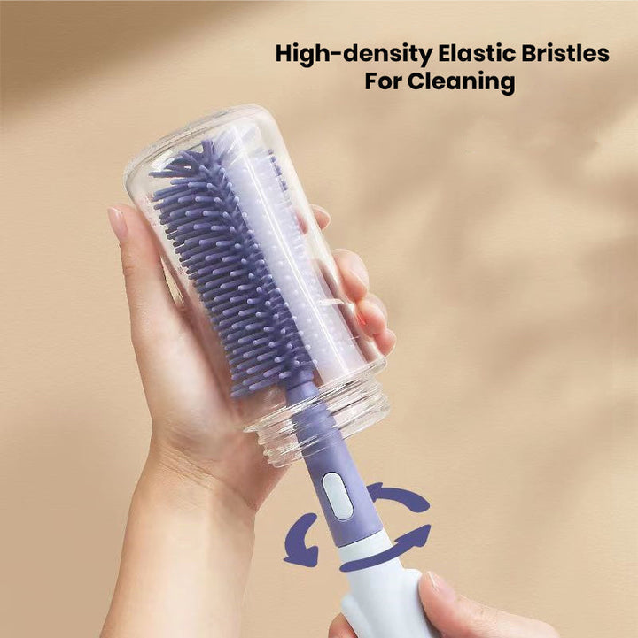 Two-piece silicone baby bottle & nipple brush set, essential kitchen helper for maintaining baby feeding hygiene