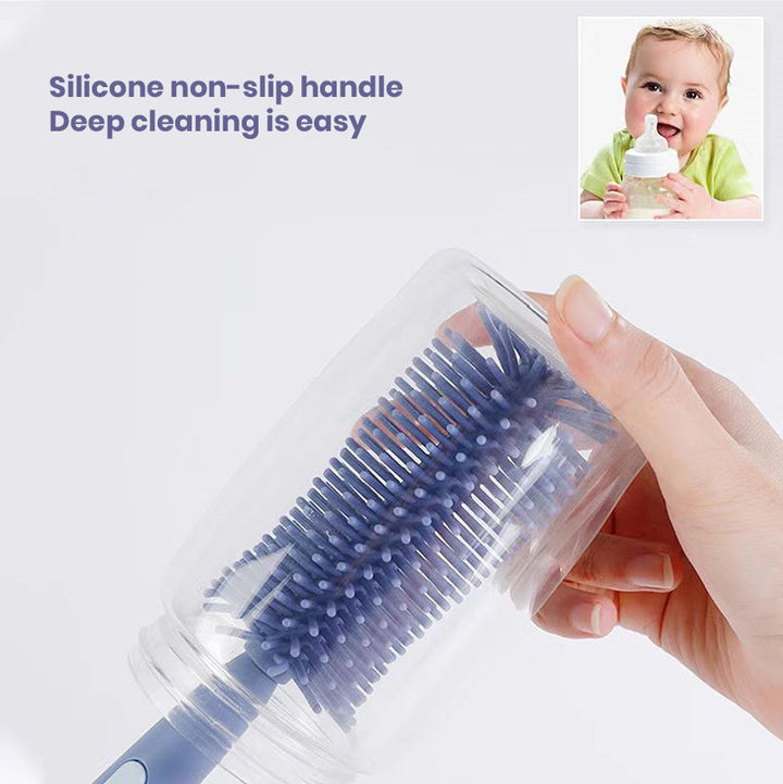 Silicone cleaning brush set designed for all types of baby bottles & nipples, prioritizing baby care safety