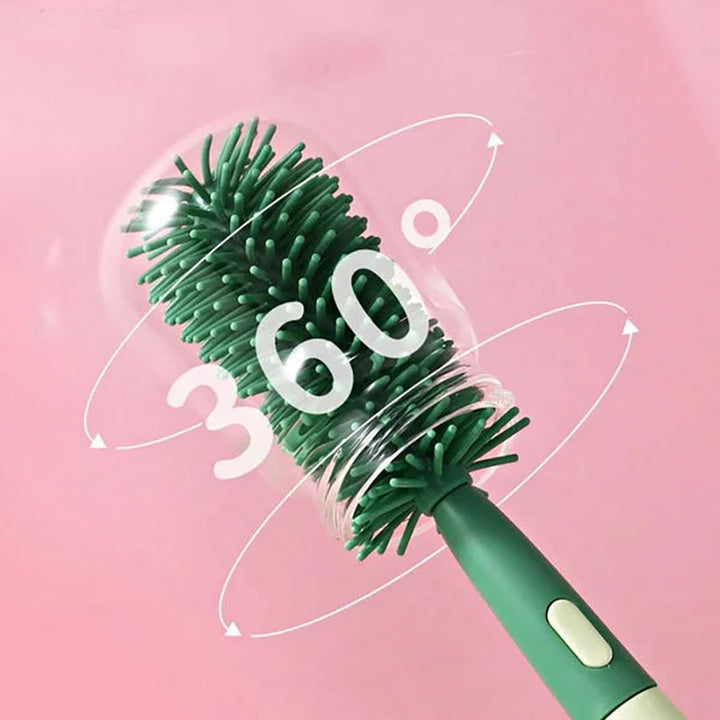BPA-free silicone bottle brush & nipple cleaner set, essential baby care for new moms, kitchen helper