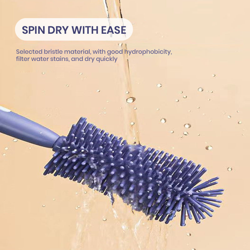 Close-up of flexible silicone baby bottle brush from BPA-free cleaning set, ideal for feeding accessories