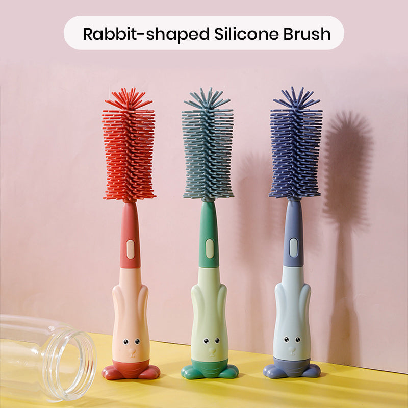 Ergonomic handle of silicone baby bottle cleaning brush, designed for easy grip & efficient kitchen use