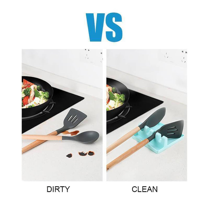Compact silicone spatula holder and utensil rest for kitchen countertops, easy to clean