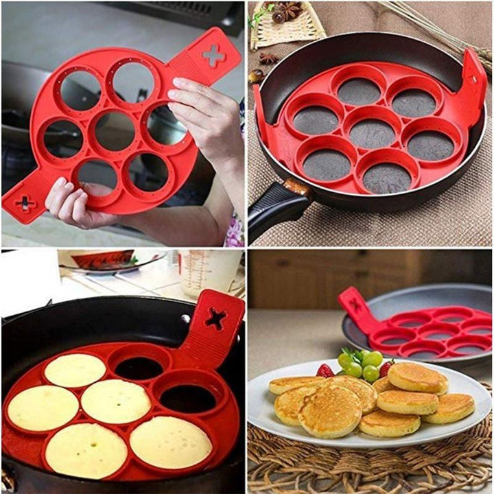 Cooking tool: multi-cavity silicone non-stick pancake and egg mold for family breakfasts