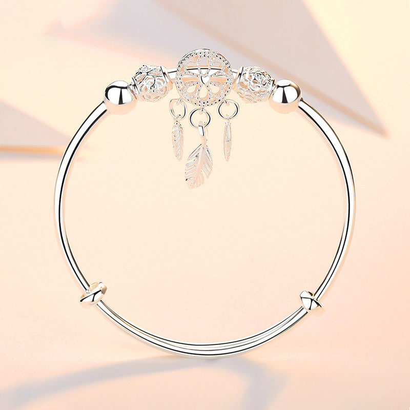Silver dreamcatcher charm bracelet for women, adjustable with gift box, perfect accessory