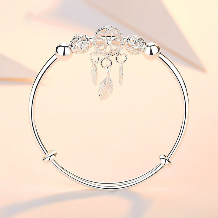 Silver dreamcatcher charm bracelet for women, adjustable with gift box, perfect accessory