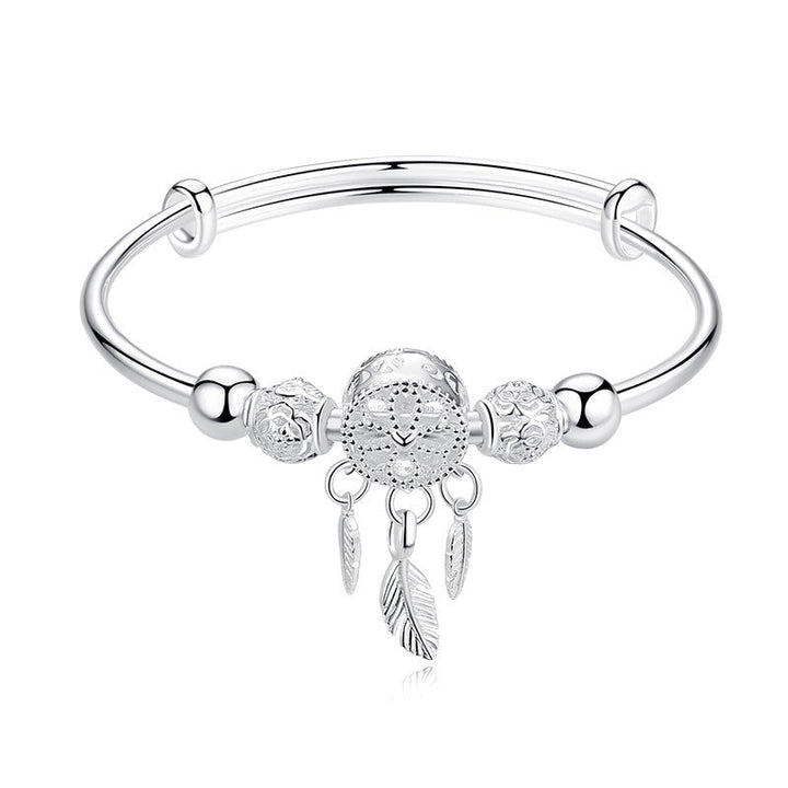 Dreamcatcher charm bracelet for women, sterling silver finish, adjustable, with elegant gift box
