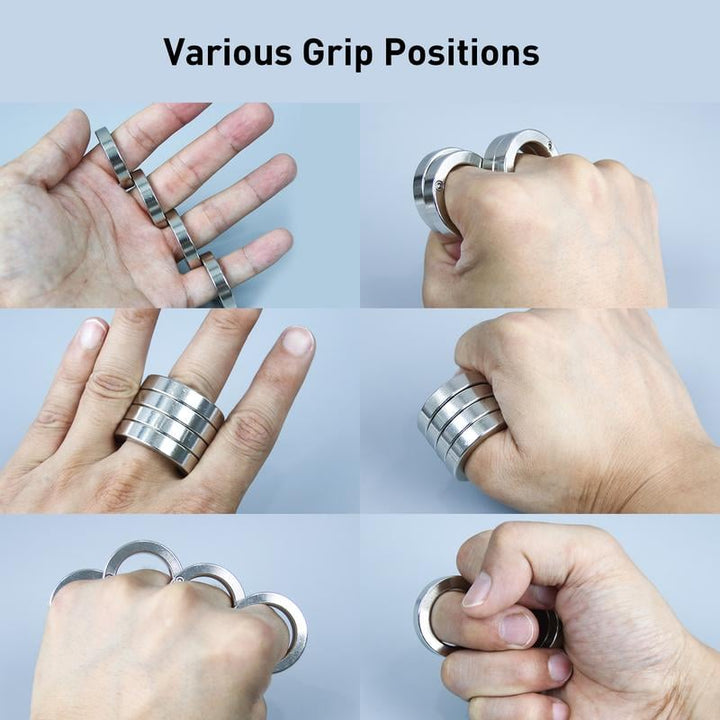 Compact folding four-finger stress relief ring, a portable anxiety reducer & focus aid.