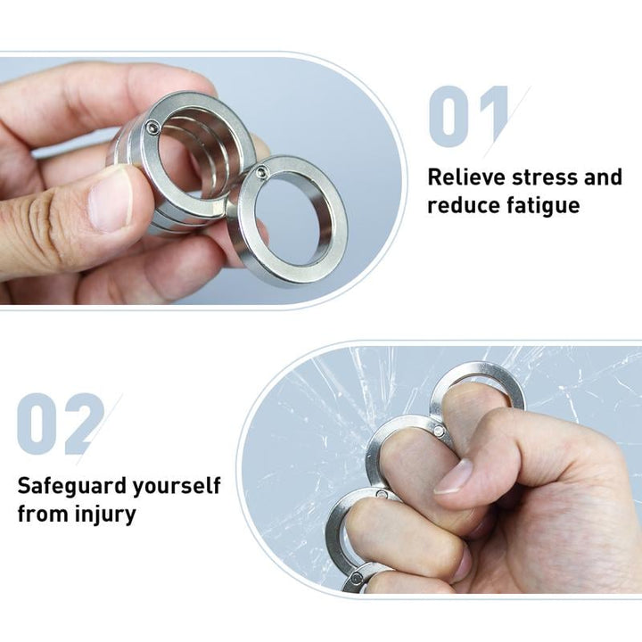 Tactile folding four-finger ring, a portable fidget tool for mindfulness & stress management.