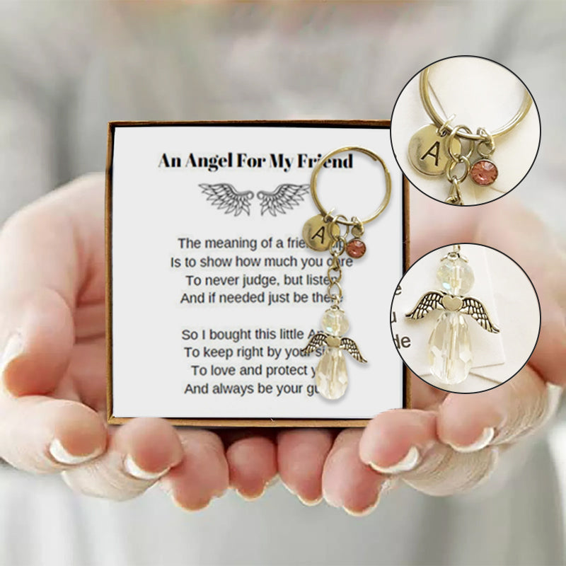 Silver guardian angel keychain, perfect gift for women & girls, bag charm accessory, friendship gift, spiritual protection.