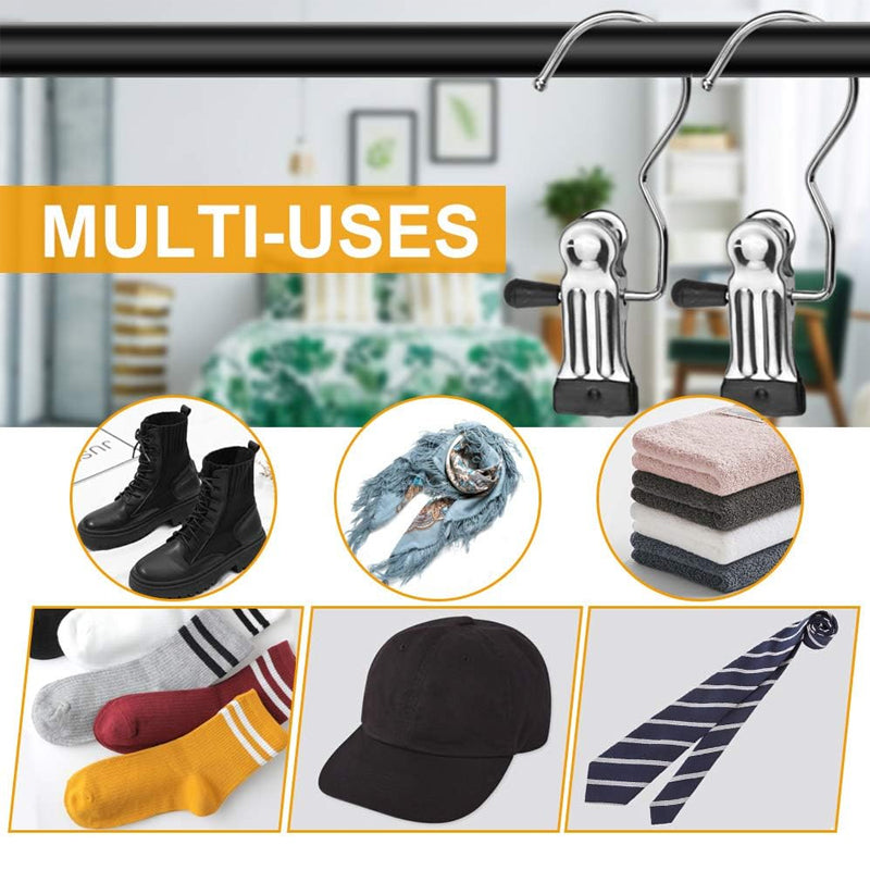 Silver heavy duty hanging hooks clips for clothing organization - perfect for space saving in wardrobe