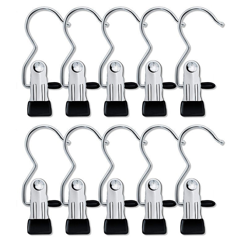 Versatile silver clothing clips, suitable for drying clothes or organizing in a wardrobe