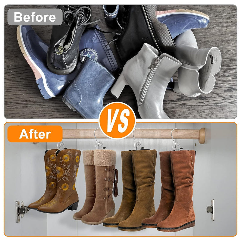 Wardrobe organizer silver clips with rotating hooks, making clothes hanging easy and efficient