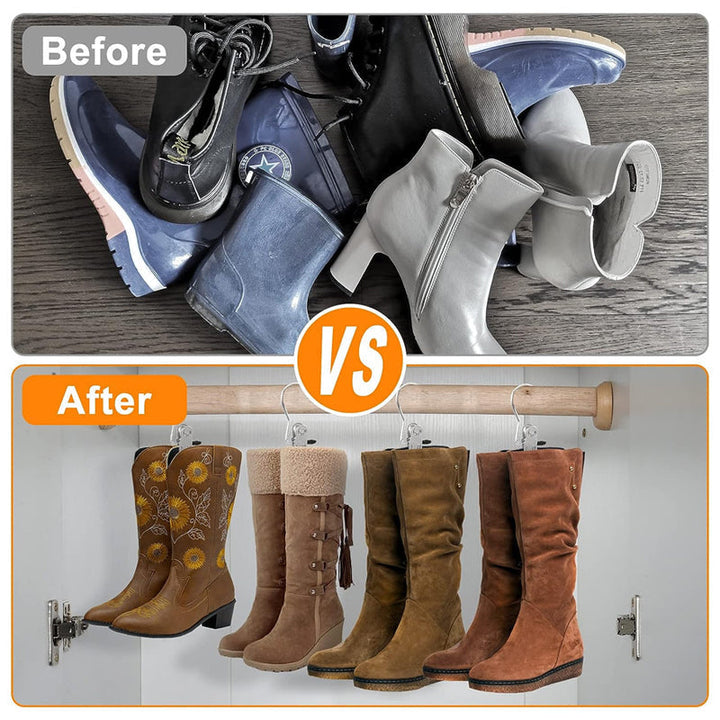 Wardrobe organizer silver clips with rotating hooks, making clothes hanging easy and efficient