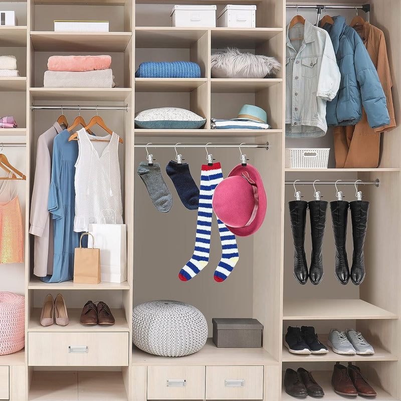 Stainless steel silver clips for clothing, ensuring a neat and organized wardrobe