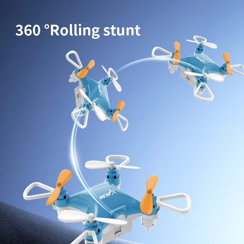 Compact SkyPixie mini drone toy with remote control, perfect beginner quadcopter for easy flight and fun for kids.