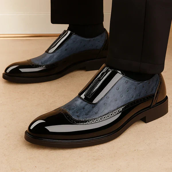 Modern men's Oxford dress shoes, sleek & comfortable for office or formal wear. Elevates any professional outfit.