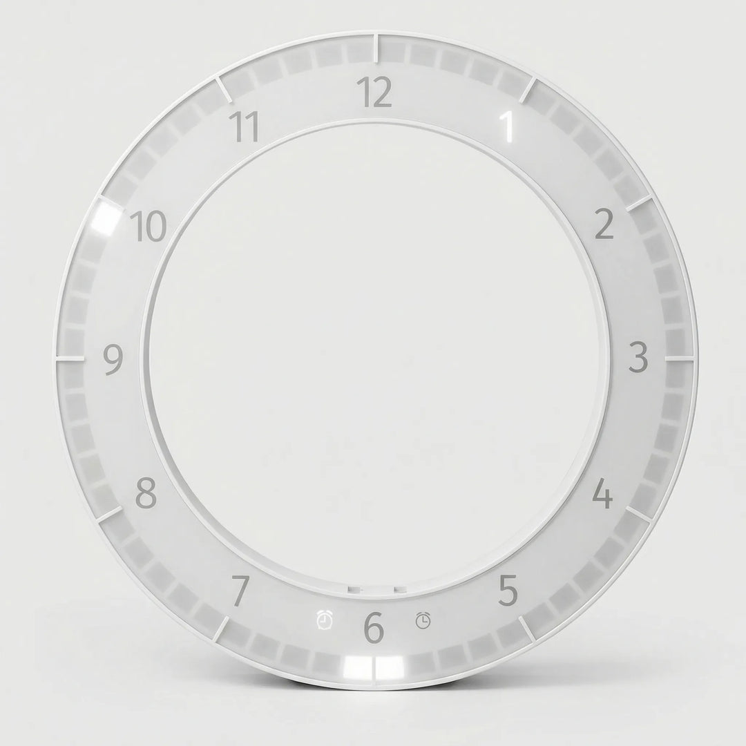 Close-up of a modern LED digital wall clock, highlighting its vibrant, easy-to-read time display and sleek finish.
