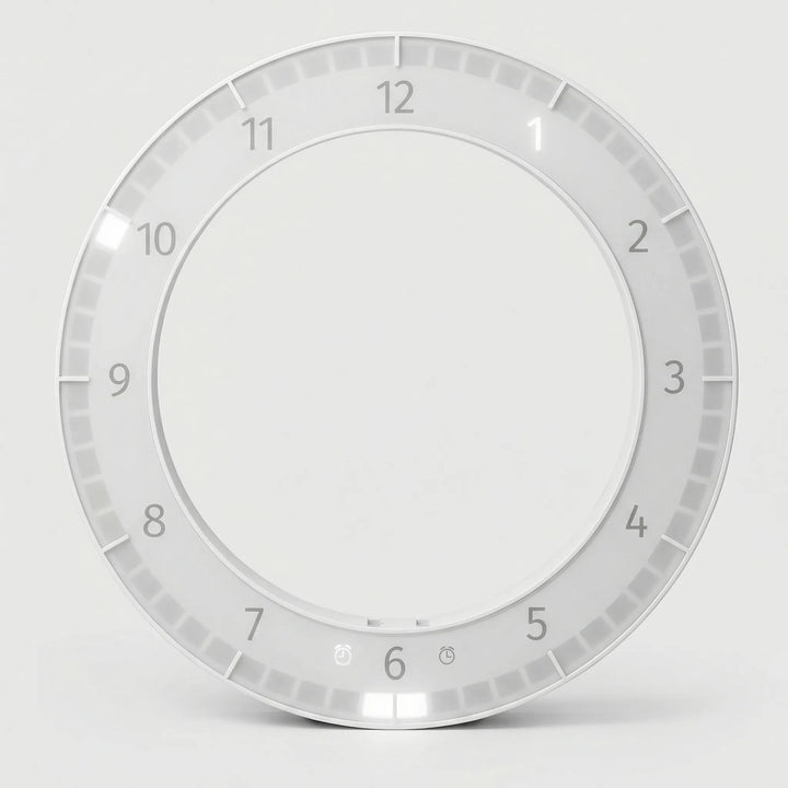 Close-up of a modern LED digital wall clock, highlighting its vibrant, easy-to-read time display and sleek finish.