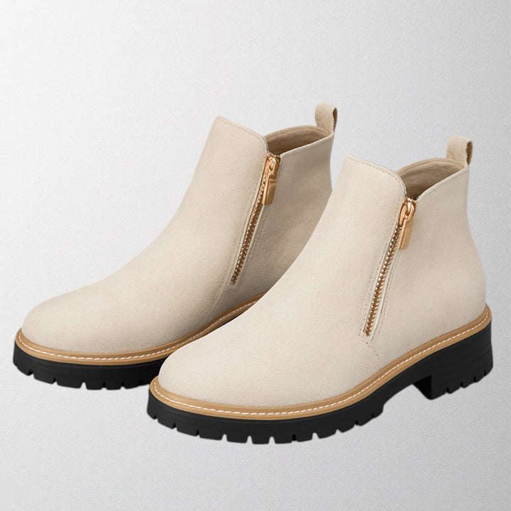 Chic ladies' round toe side zip shoes, perfect for elevating any outfit from casual to evening.
