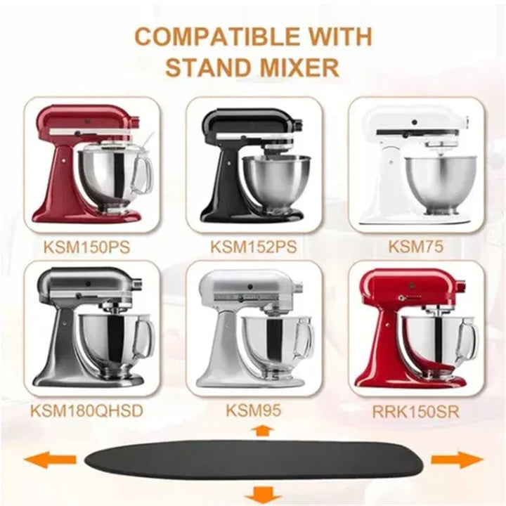 Mixer slider mat in action, demonstrating effortless movement for a stand mixer