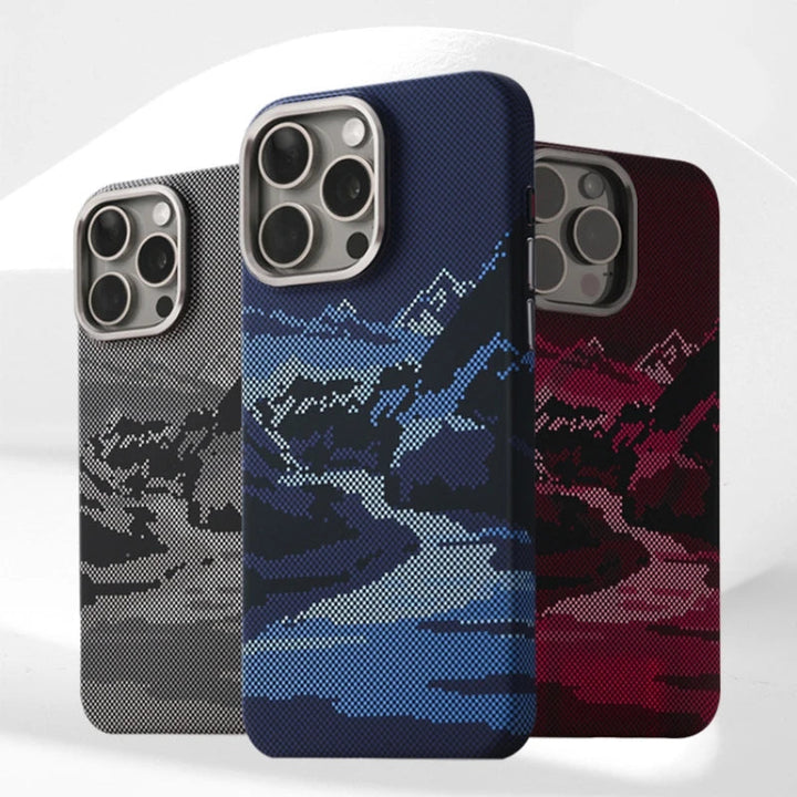 Several unisex iPhone MagSafe cases in various subtle colors, emphasizing slim and protective design.