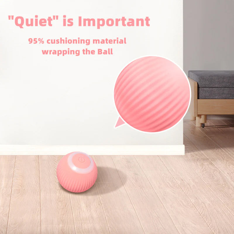 Smart cat toy positioned on a hardwood floor, ready for automatic play sessions.