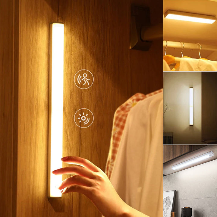 Wireless LED light set for cabinets, motion sensor included, for efficient kitchen task lighting