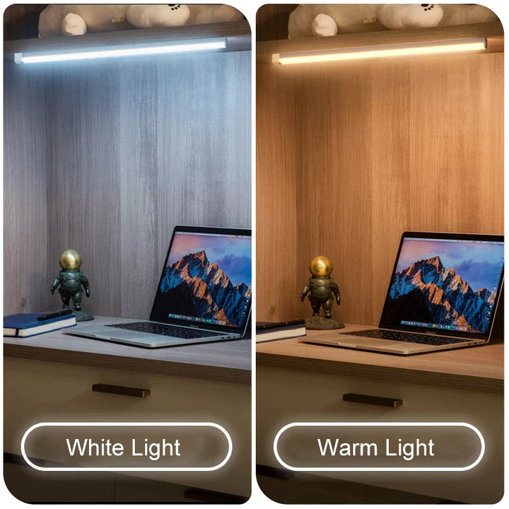 Bright LED under-cabinet lighting with motion detection, enhances kitchen and closet visibility