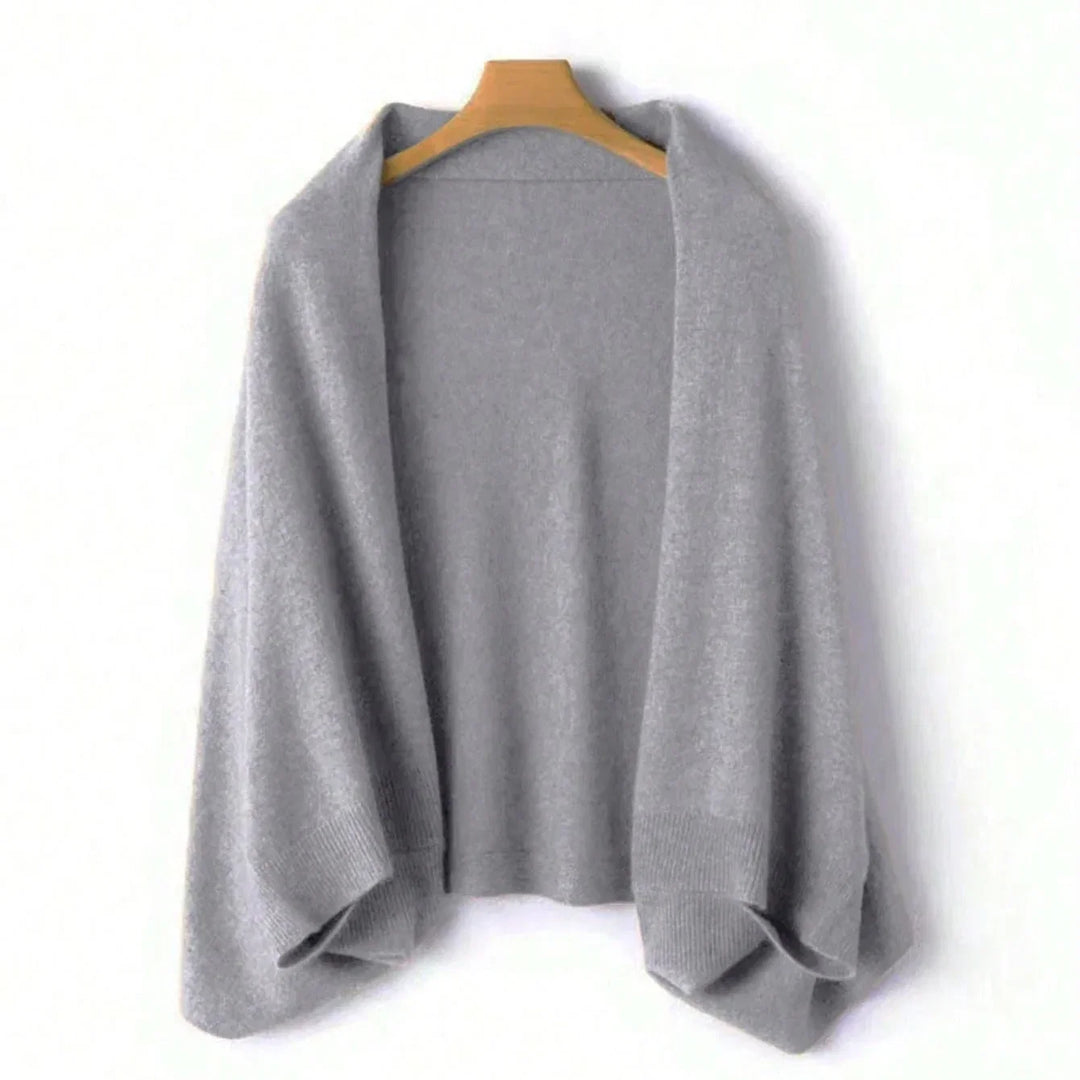Cozy gray wool shawl wrap. Soft & elegant women's accessory for warmth & style. Versatile scarf.