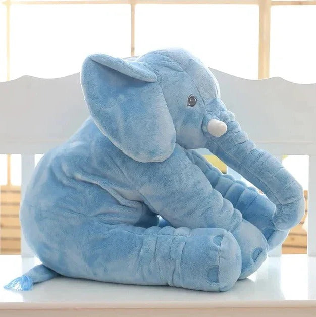 Large soft elephant cuddle pillow, a comforting plush toy for babies and children to hug.