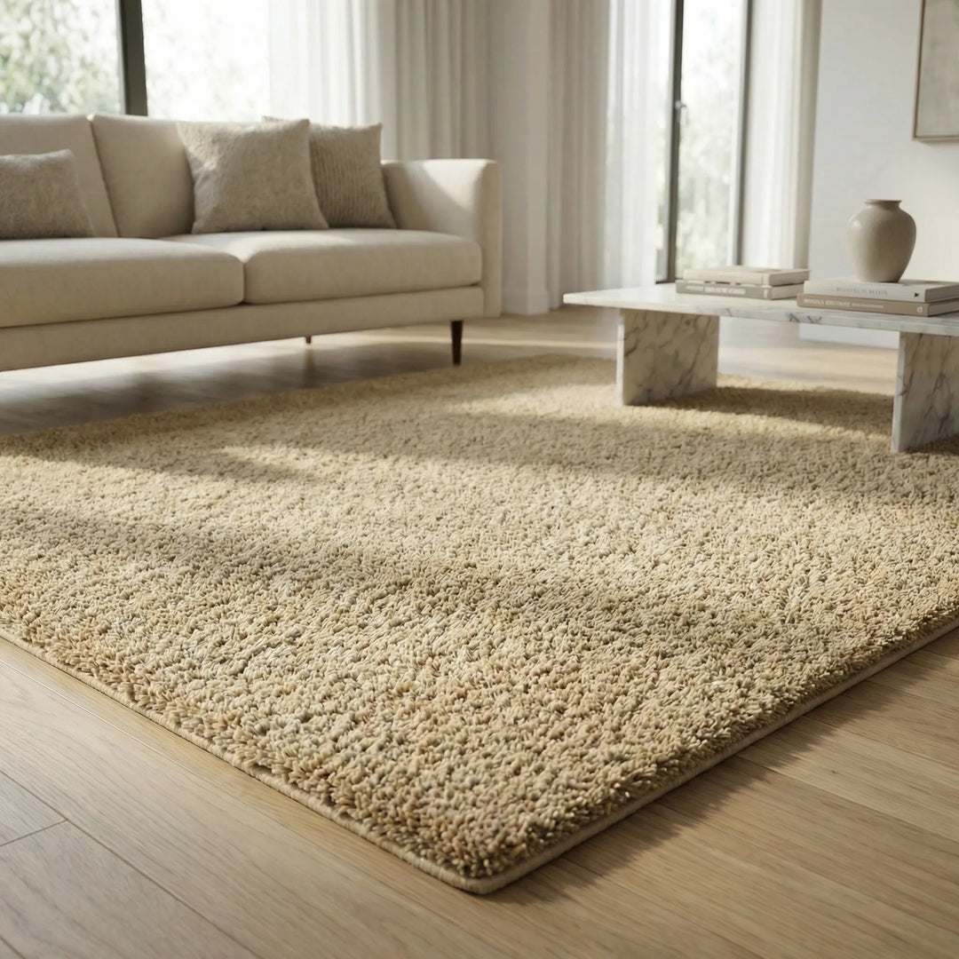 Ultra-soft low pile shag area rug with wave design, perfect for a cozy nursery or kid's room.