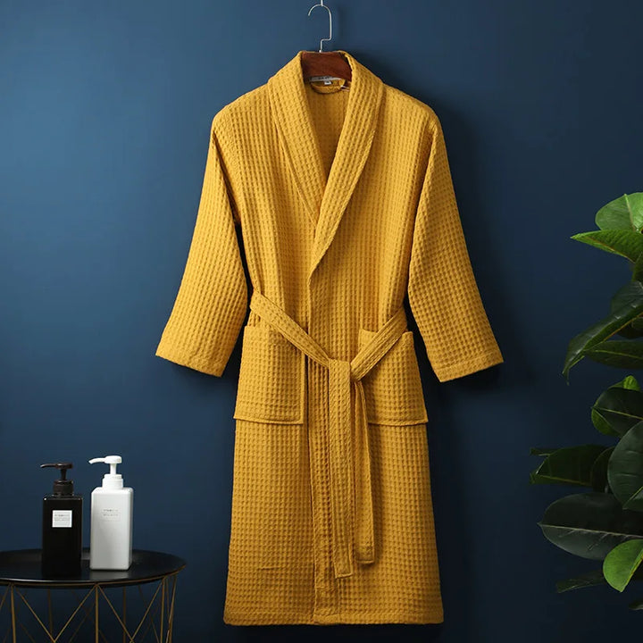 Light purple women's waffle knit robe, a comfortable and chic sleepwear option