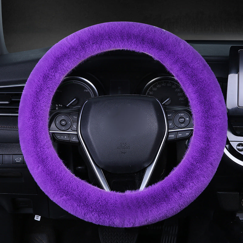 Red plush steering wheel cover, adding a pop of color and softness to your car