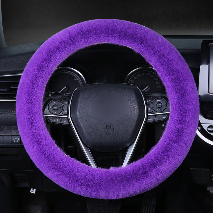 Red plush steering wheel cover, adding a pop of color and softness to your car