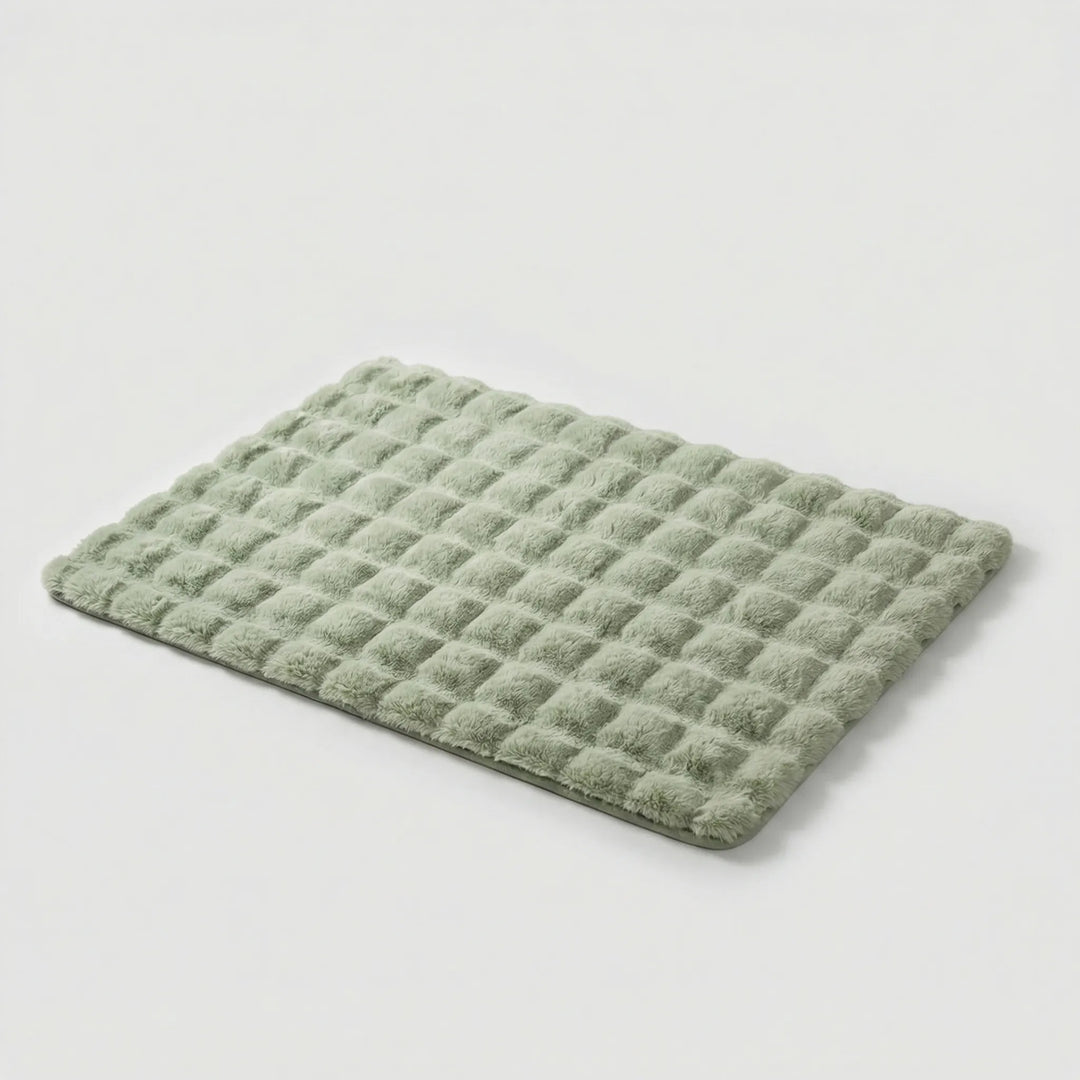 Flowique statement plush area rug, textured with waves, ideal washable floor rug for modern home decor.
