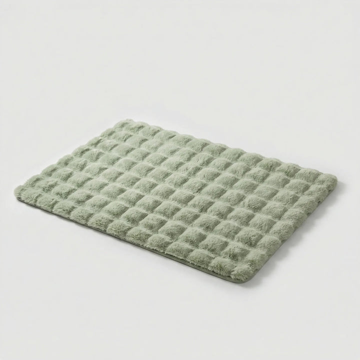 Flowique statement plush area rug, textured with waves, ideal washable floor rug for modern home decor.