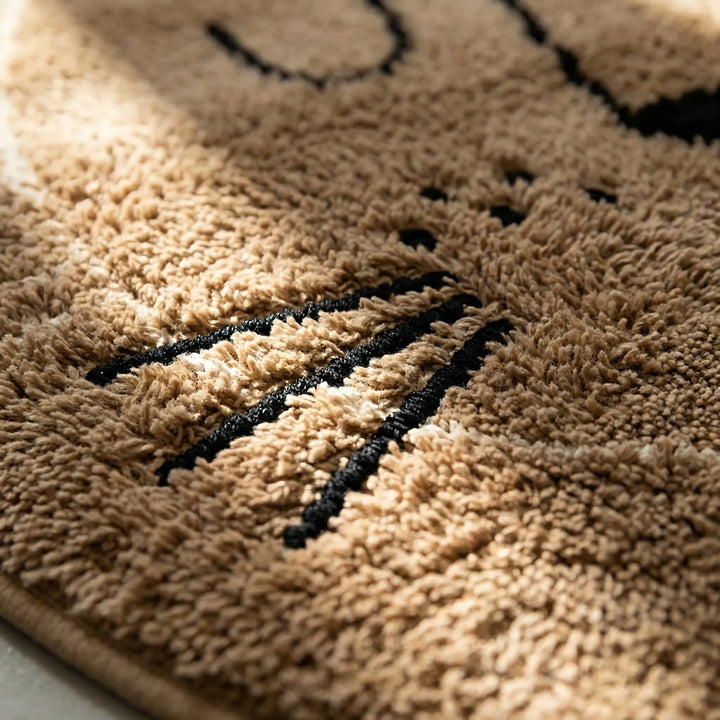 Round lion children's rug, a soft & washable playmat ideal for nursery decor or kids' room. Boho style.