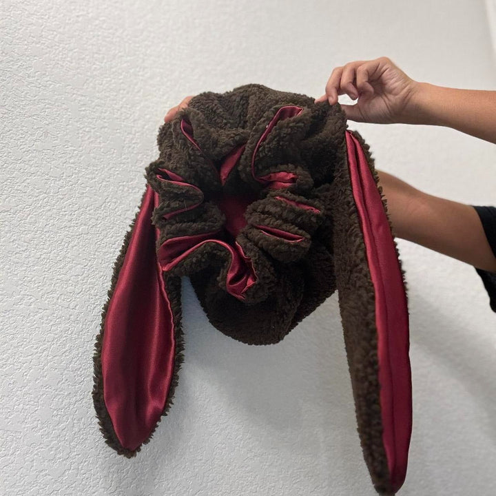 Fashionable women's plush bunny hat, warm headwear perfect for adding a cute touch to any look.