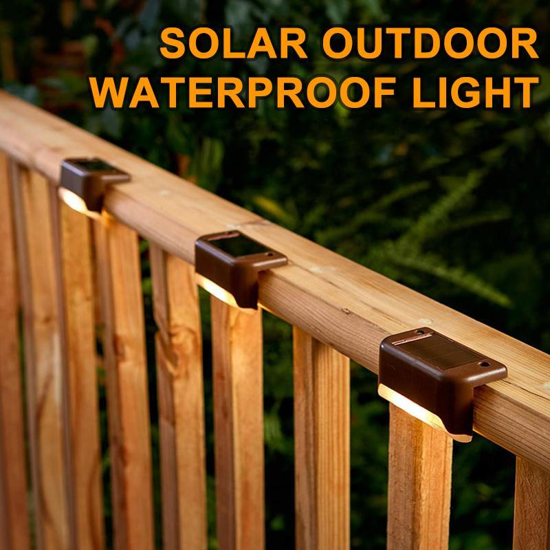 Solar deck light, outdoor LED, waterproof, for fence and path illumination, wireless garden lighting