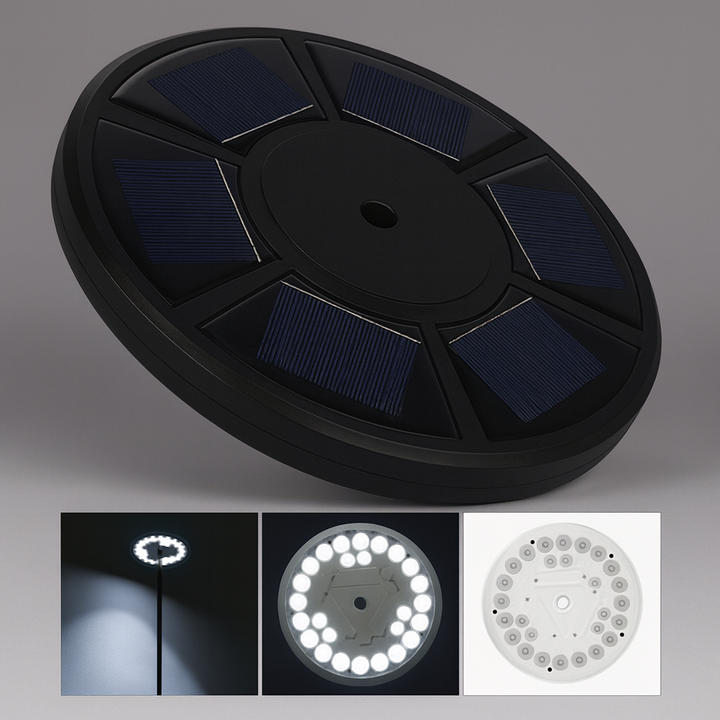 Automatic solar flagpole light with 26 bright LEDs for energy-efficient outdoor flag and garden illumination.
