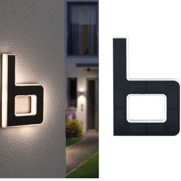Durable exterior LED address sign, solar-powered & weather resistant.