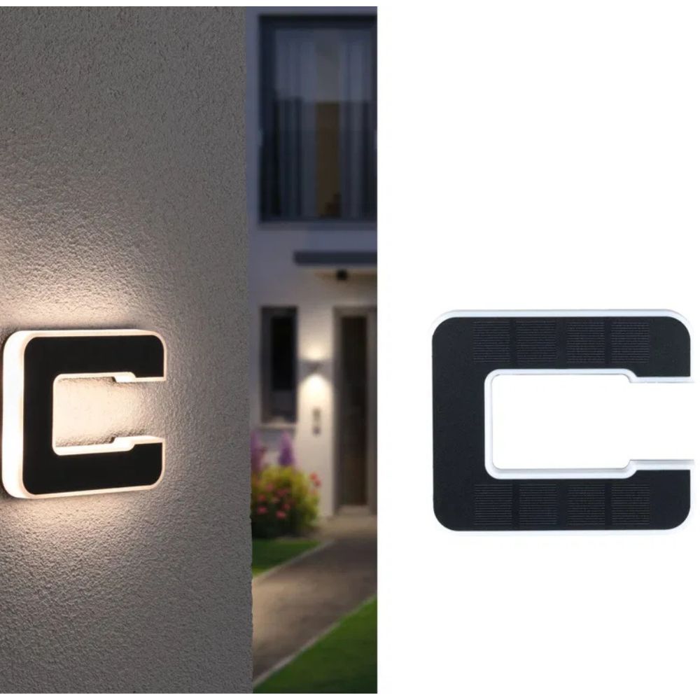 Illuminated house number with clear digits, ideal for postmen & visitors.