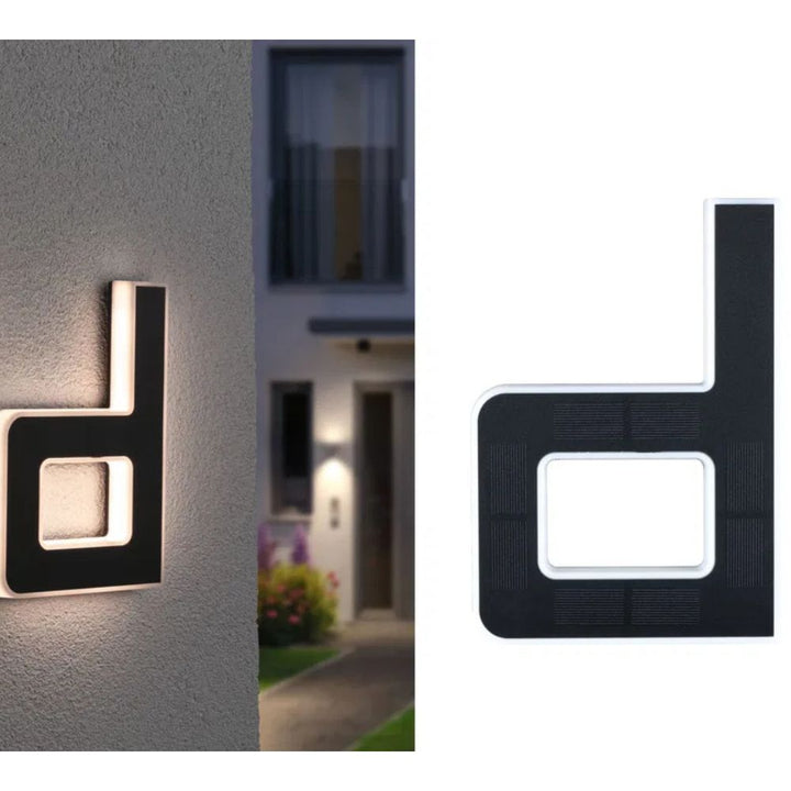 Solar-powered outdoor light: a bright, easy-to-read house number.